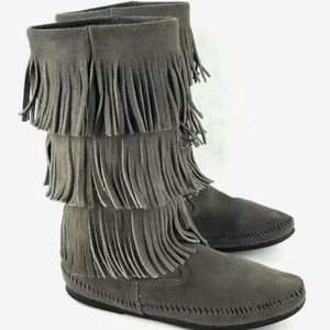 3-Layer Fringe Minnetonka Moccasins Boots